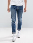 Nudie Jeans Co Tilted Tor Jean Skinny Fit Shackled And Blue Mid Wash - Blue