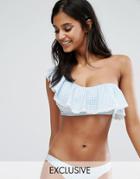 Peek & Beau Gingham Frill One Shoulder Bikini Top - Multi