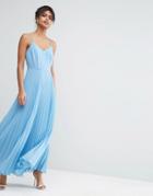 Asos Woven Cami Maxi Dress With Pleated Skirt - Pale Blue
