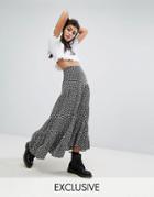 Milk It Vintage Tiered Maxi Skirt In Floral - Black
