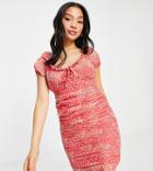 Influence Petite Floral Mini Dress With Frill Front-multi