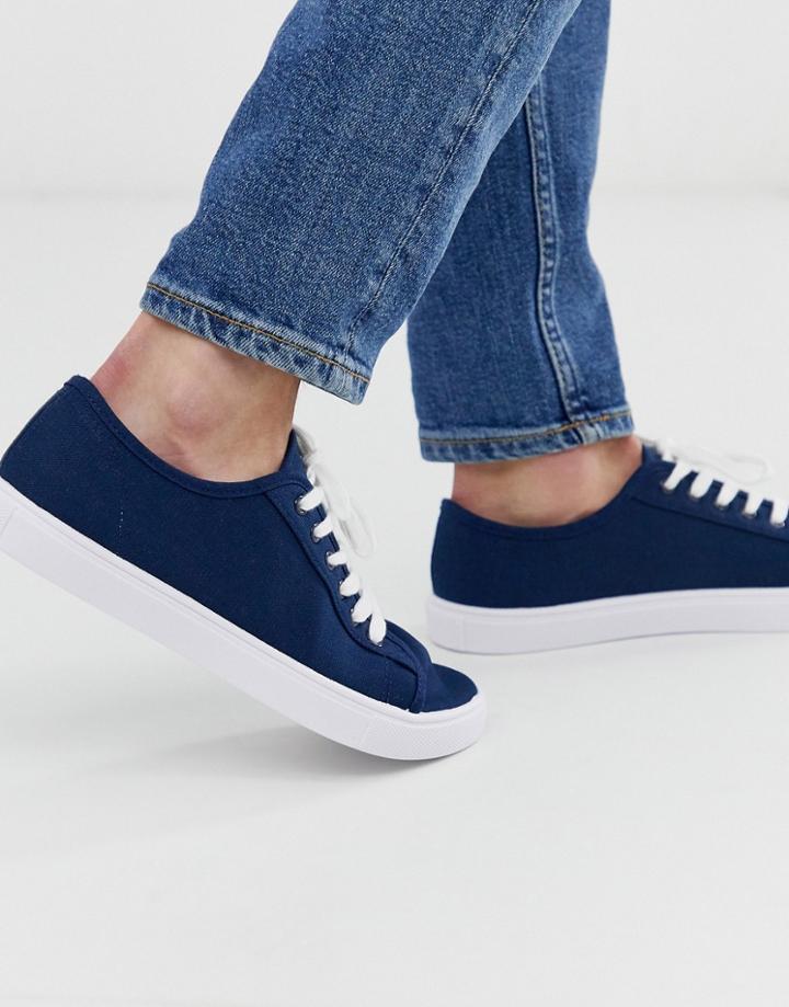 Asos Design Sneakers In Navy Canvas