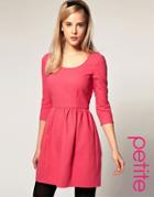 Asos Petite Pique Bow Back Fit And Flare Dress - Red