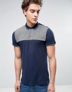 New Look Polo With Knitted Detail In Navy - Navy