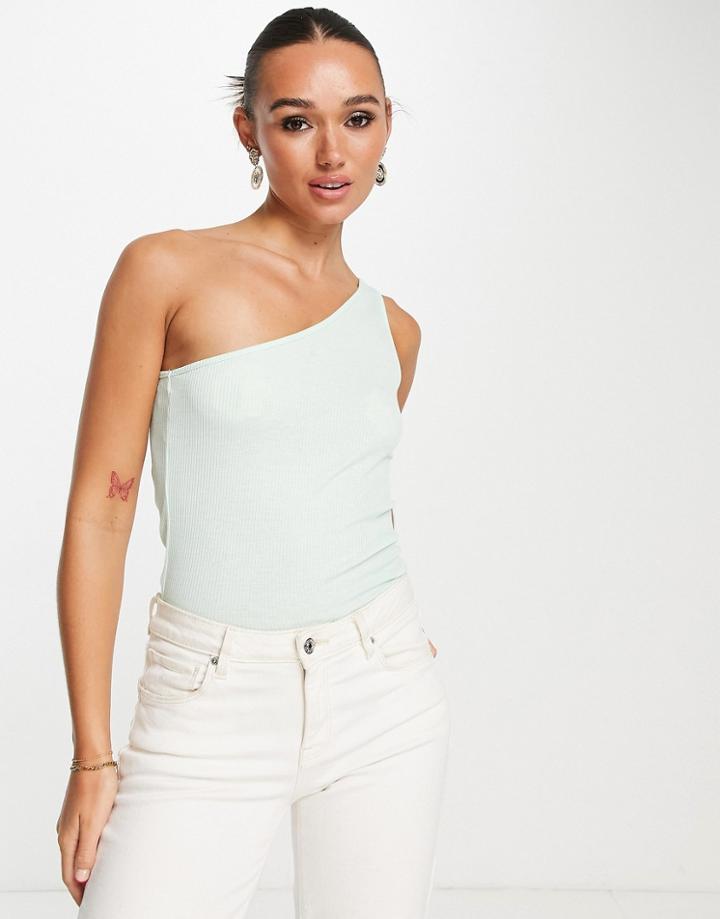 Vero Moda One Shoulder Top In Green