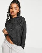 Loungeable Soft Knit Lounge Hoodie In Charcoal Heather-gray