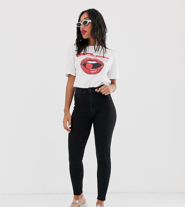 Bershka Super High Waist Skinny Jean In Black