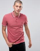 Fred Perry Polo Shirt With Tipping In Strawberry - Red