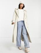 Topshop Classic Oversized Trench Coat In Gray-grey