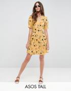 Asos Tall Tea Dress In Ditsy Floral - Yellow