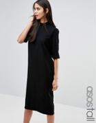 Asos Tall High Neck Midi Column Dress - Black