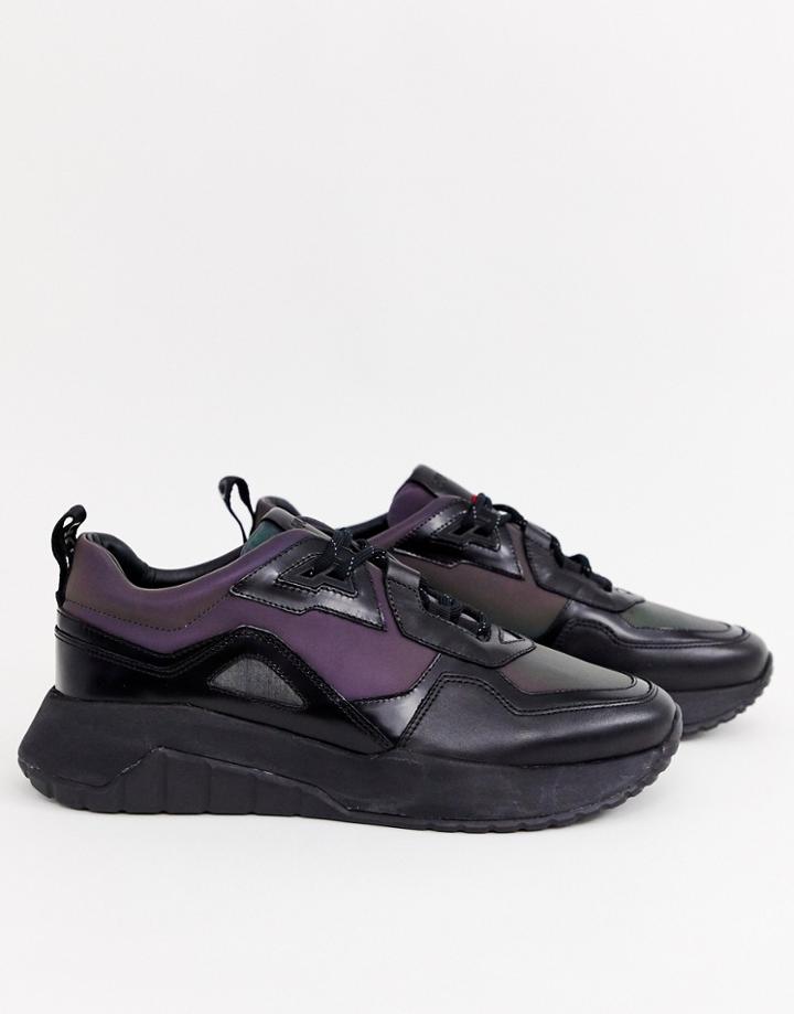 Hugo Atom Runn Iridescent Sneakers In Black - Black