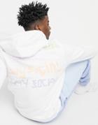 Asos Daysocial Hoodie In White With Multi Back Logo Print