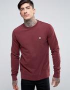 Pretty Green Foxlair Crew Sweat Slim Fit Small Logo In Burgundy - Red