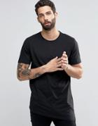 Only & Sons Crew Neck T-shirt With Asymetric Hem - Black