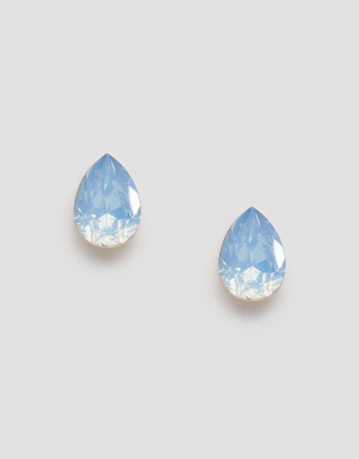 Nylon Pear Gem Earrings - Blue