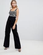 Missguided High Rise Paperbag Jeans In Black - Black