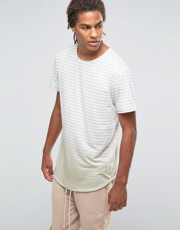Granted Striped Longline T-shirt - Stone