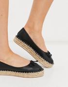 Asos Design Jojo Bow Ballet Espadrilles In Black