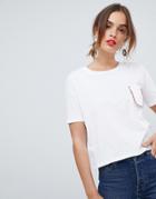 Mango Ruffle Pock Crop Tee In White - White