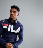 Fila Black Line Sport Compression Long Sleeve T-shirt With Large Logo In Navy - Navy