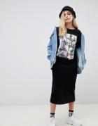 Asos Design Photographic Midi T-shirt Dress - Multi