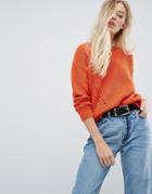 Brave Soul Twister Chunky Sweater - Orange
