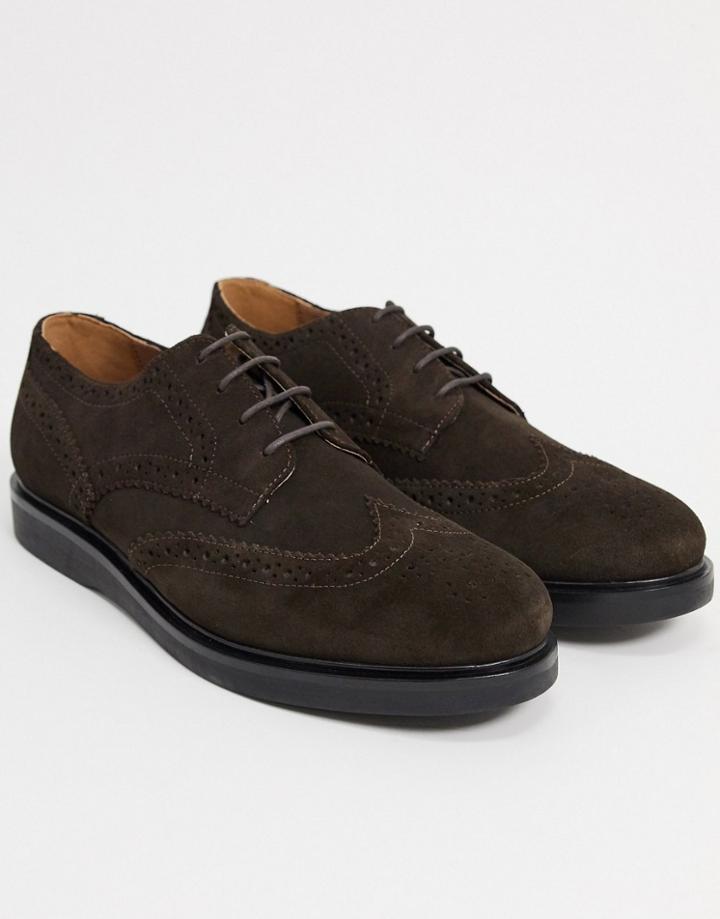 H By Hudson Calverston Brogues In Brown Suede