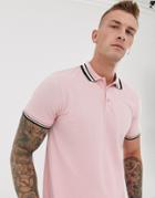 Asos Design Polo Shirt In Pique With Contrast Tipping - Pink