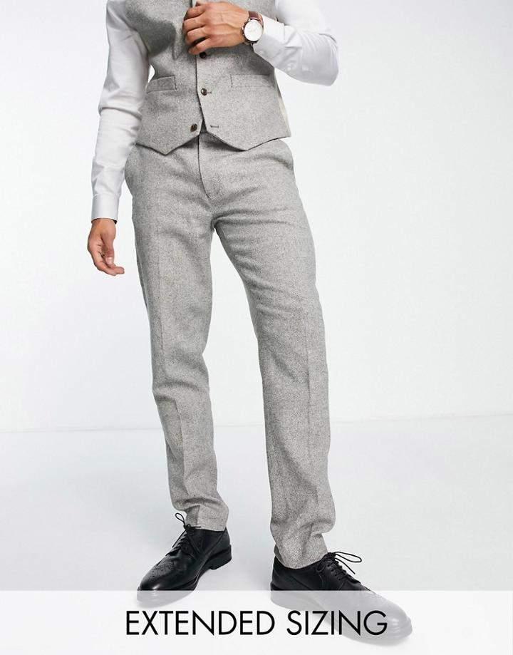 Asos Design Slim Wool Mix Suit Pants In Mushroom Brown Texture-neutral