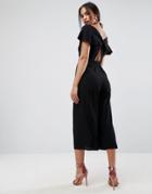Asos Jumpsuit With Twist Back And Frill Detail - Black