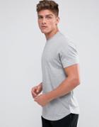Asos Longline T-shirt With Crew Neck And Curve Hem - Gray
