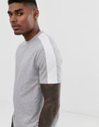 Asos Design T-shirt With Side Panel Stripe In Gray Marl - Gray