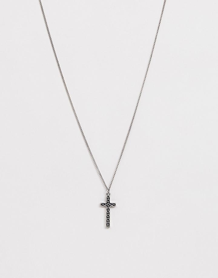 Icon Brand Engraved Cross Necklace-silver