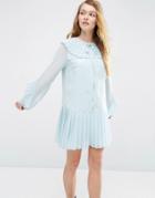 Asos Pleated Collar Dress - Blue