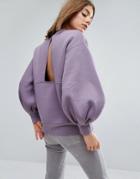 Asos White Balloon Sleeve Sweater - Purple