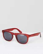 Asos Square Sunglasses In Crystal Burgundy - Red