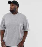 Asos Design Plus Oversized T-shirt With Side Split In Gray Marl