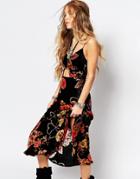 Honey Punch Cut Out Maxi Dress In Festival Floral - Onyx
