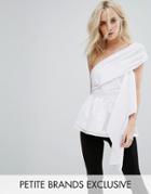 Missguided Petite One Shoulder Tie Sash Blouse - White