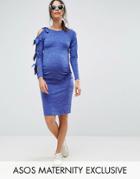 Asos Maternity One Arm Knot Bodycon Dress - Blue