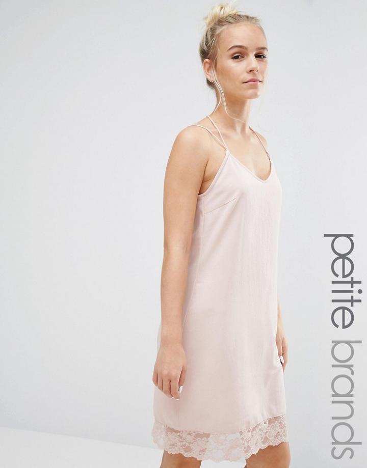 Vero Moda Petite Lace Trim Cami Dress - Pink