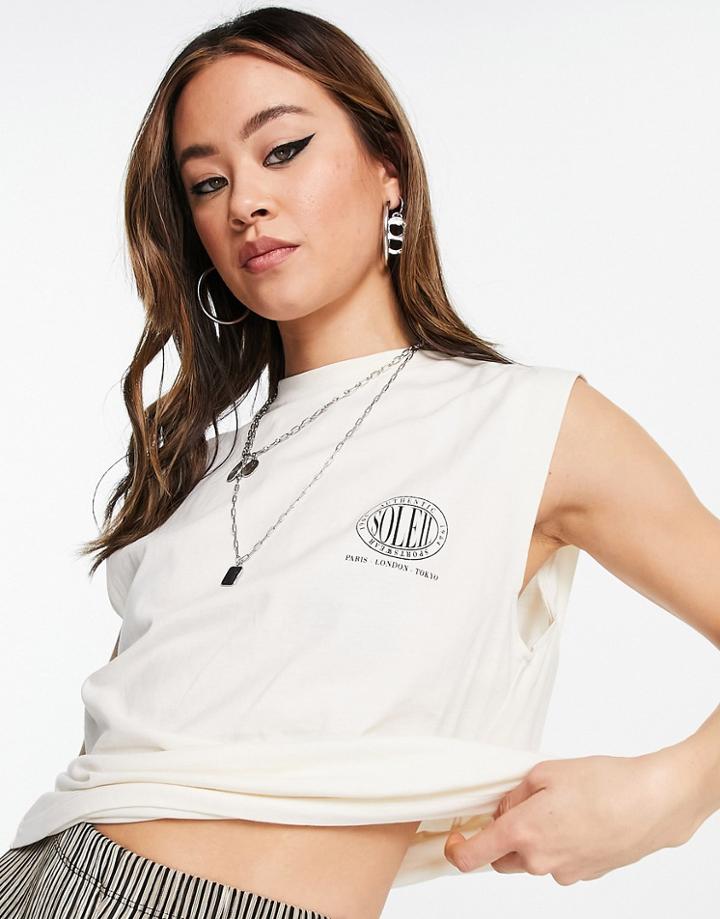 Topshop Soleil Tank Top In Ecru-neutral