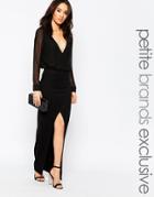 Tiger Mist Petite Split Front Maxi Skirt - Black