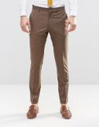 Asos Slim Suit Trousers In Brown - Brown