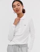 Lacoste Long Sleeve Polo Shirt With Croc Badge Logo-white