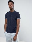 Asos T-shirt In Towelling Fabric With Roll Sleeve - Navy