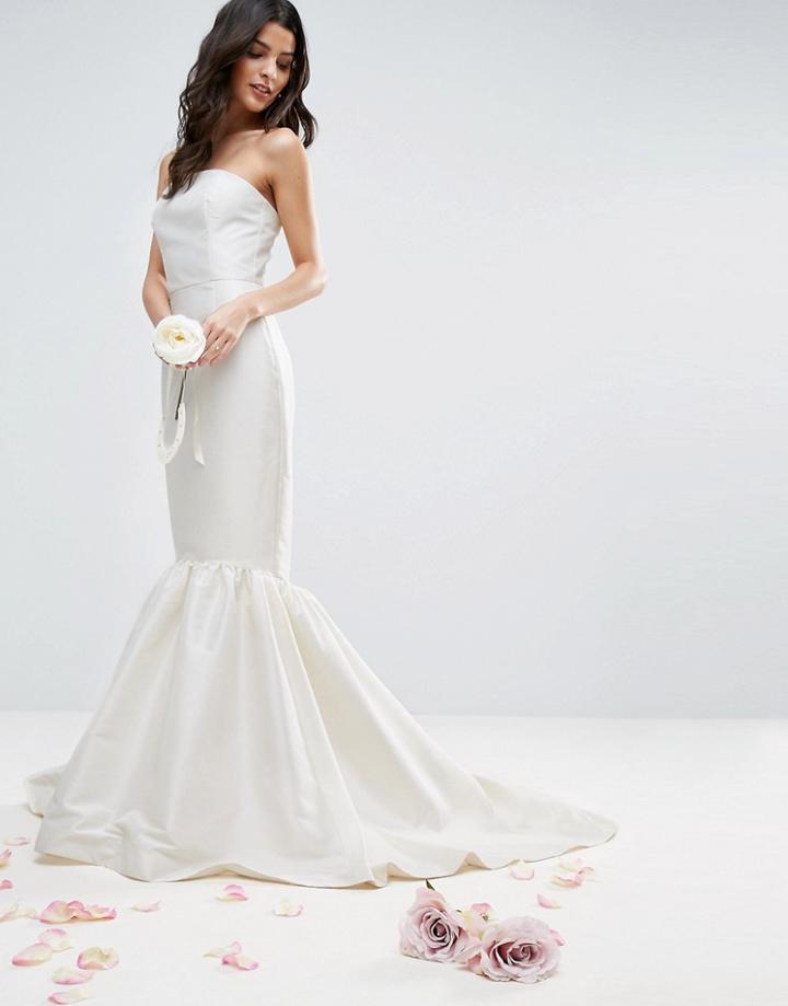 Asos Bridal Trumpet Hem Maxi Dress - White