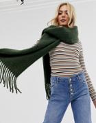 Pieces Chunky Tassel Oversized Scarf-green