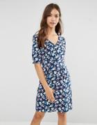 Trollied Dolly Time For Tea Floral Print Dress - Navy